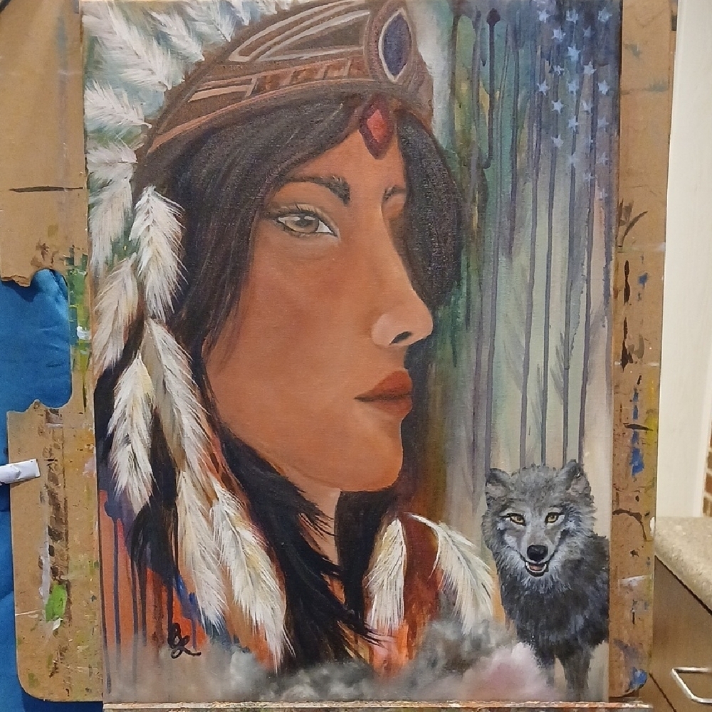 "Two Hearts One Soul" Original Oil and Acrylic Painting 18x24.